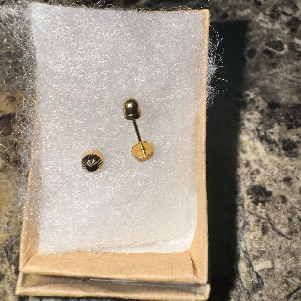 14K Yellow Gold Stud Earrings w/ Screwbacks